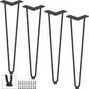 DonYoung Hairpin Legs 28", Coffee Table Legs, 4PCS Set Metal Furniture Legs, Mid Century Modern Style Table Legs for Bench Nightstand with Rubber Floor Protectors, Black