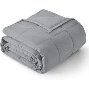 Topblan Weighted Blanket for Adults 12lbs, Soft Cooling Breathable Weighted Throw for Sleeping, Machine Washable Heavy Blanket with Glass Beads for Summer, Sofa Bed, 48"x72" Twin Size, Grey