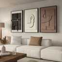 Cuspin Large Framed Abstract 3D Textured Wall Art, 3-Piece Modern Neutral Artwork for Walls, Geometric Brown White Textured Wall Art, 24x36 Inch (36" H x 72" W)