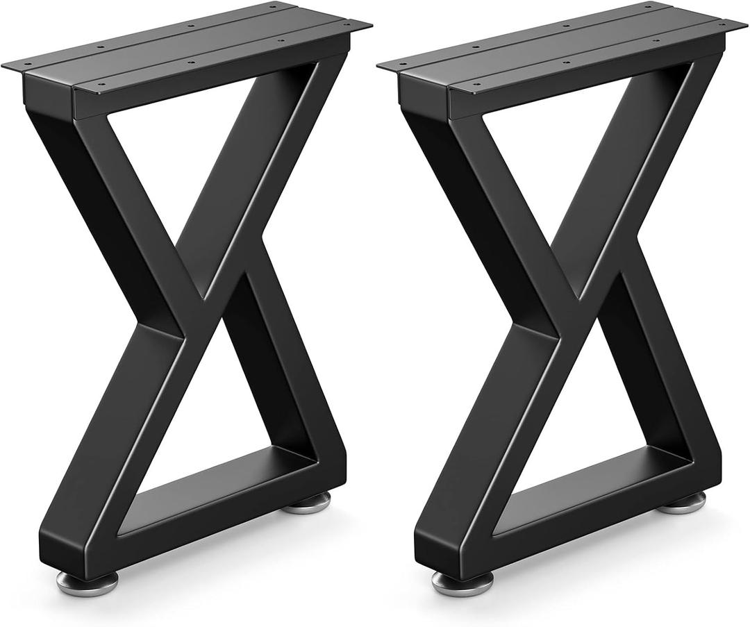 16" Metal Bench, Desk and Coffee Table Legs, Heavy Duty Furniture Legs, Black End Table Legs (H16 x W11.8, Set of 2) (16" Z-Type)
