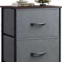 WLIVE Nightstand, 2 Drawer Dresser for Bedroom, Small Dresser with 2 Drawers, Bedside Furniture, Night Stand, End Table with Fabric Bins for Bedroom, Closet, Entryway, College Dorm, Dark Grey (1 Piece)