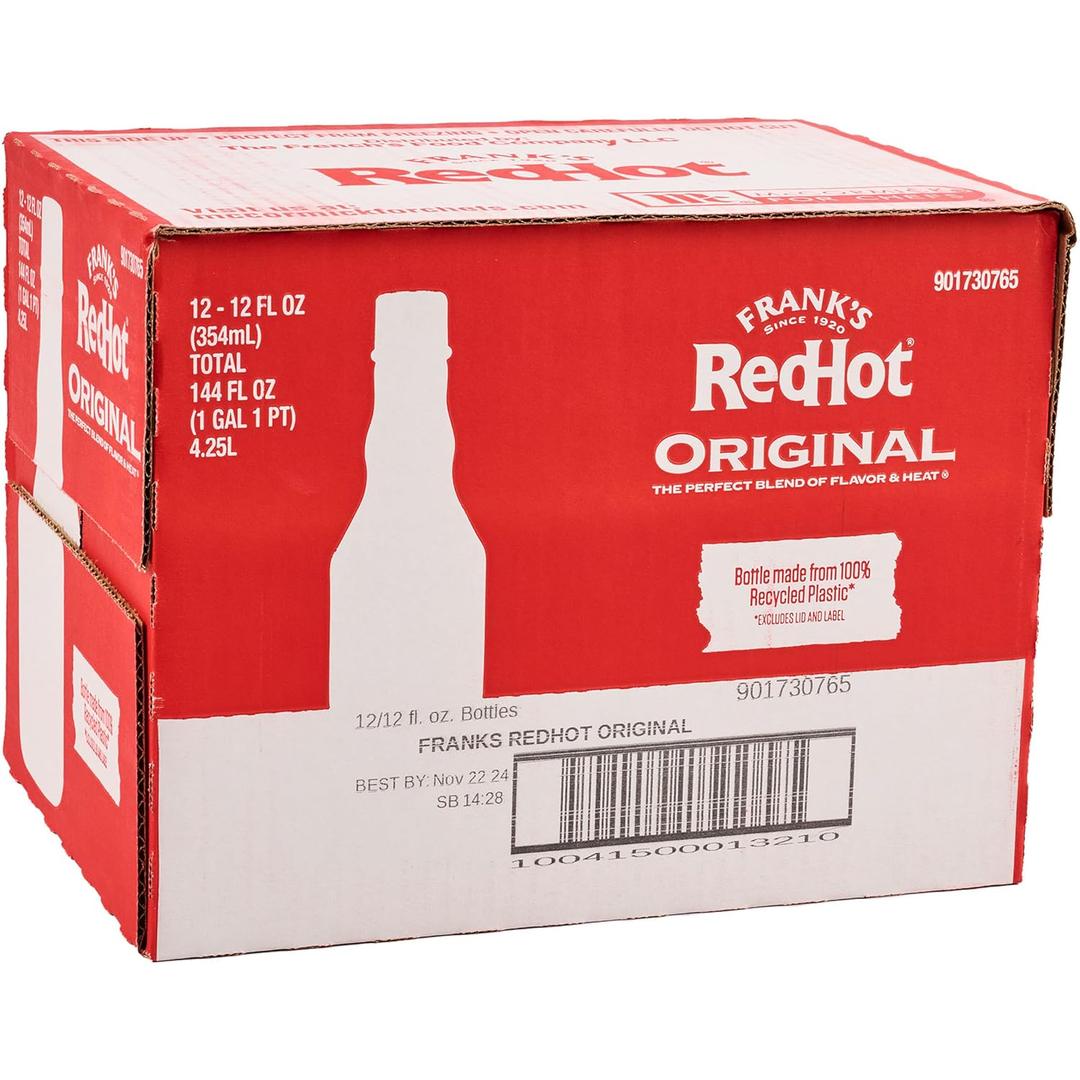 Frank's RedHot Original Cayenne Pepper Hot Sauce, 12 fl oz (Pack of 12) Best By: Jul 17 25