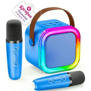 Mini Karaoke Machine for Kids, 2026 TOP Toys Birthday Gifts Ideas for Girls Ages 4, 5, 6, 7, 8, 9, 10, 12+ Years Old, Portable MP3 Player with 2 Wireless Mics for Family Home Party