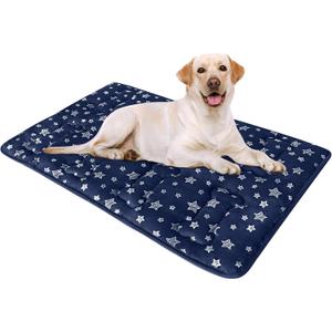 Dog Crate Mat (36" X 23"), Soft Dog Bed Mat with Cute Prints, Personalized Crate Pad, Anti-Slip Bottom, Machine Washable Kennel Pad (Navy)
