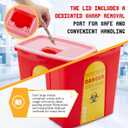 Hushee 3 Pack 6 Gallon Sharps Container with Lid, Large Sharps Disposal Container with Locking Sliding Lid for Home or Laboratory, Side Handles