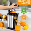 Electric Orange Juicer, Citrus Juicer Squeezer with 2 Cones and Soft Grip Handle for Effortless Juicing, Stainless Steel Quiet Orange Juice Extractor Machines for Lime Grapefruit Lemon