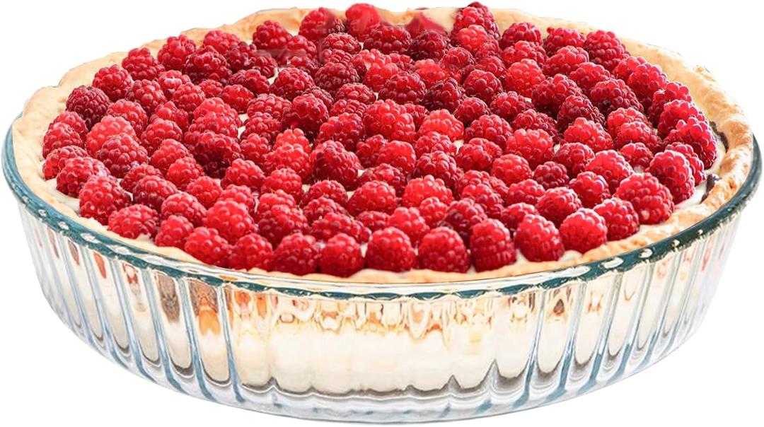 10 Inch - Glass Pie Plates Deep Pie Pans for Baking and Serving, Clear