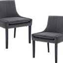 COLAMY Modern Dining Chairs Set of 2, Upholstered Corduroy Accent Side Leisure Chairs with Mid Back and Wood Legs for Living Room/Dining Room-Grey