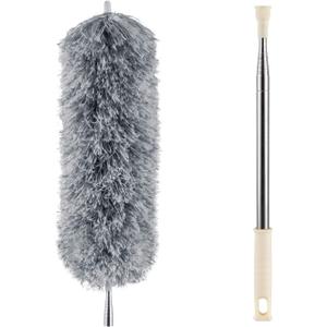 Microfiber Duster for Cleaning with Extension Pole, Extra Long 100 inches Dust Cleaner with Bendable Head, Extendable Car Duster for Cleaning Interior Car, Ceiling Fan, Blinds, High Ceiling, Cobwebs