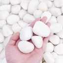 Pulovin 30 lbs White Rocks for Plants Indoor, 1-2 inch Decorative Garden Stone Outdoor Landscaping, Walkways, Yard, Large Polished River Rocks for Plants Pots, Vases, Crafts