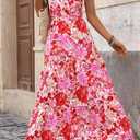 BTFBM Women Summer Dresses Casual Sleeveless Maxi Dresses Cute Floral Long Dress Wedding Guest Dress (Pink, M)
