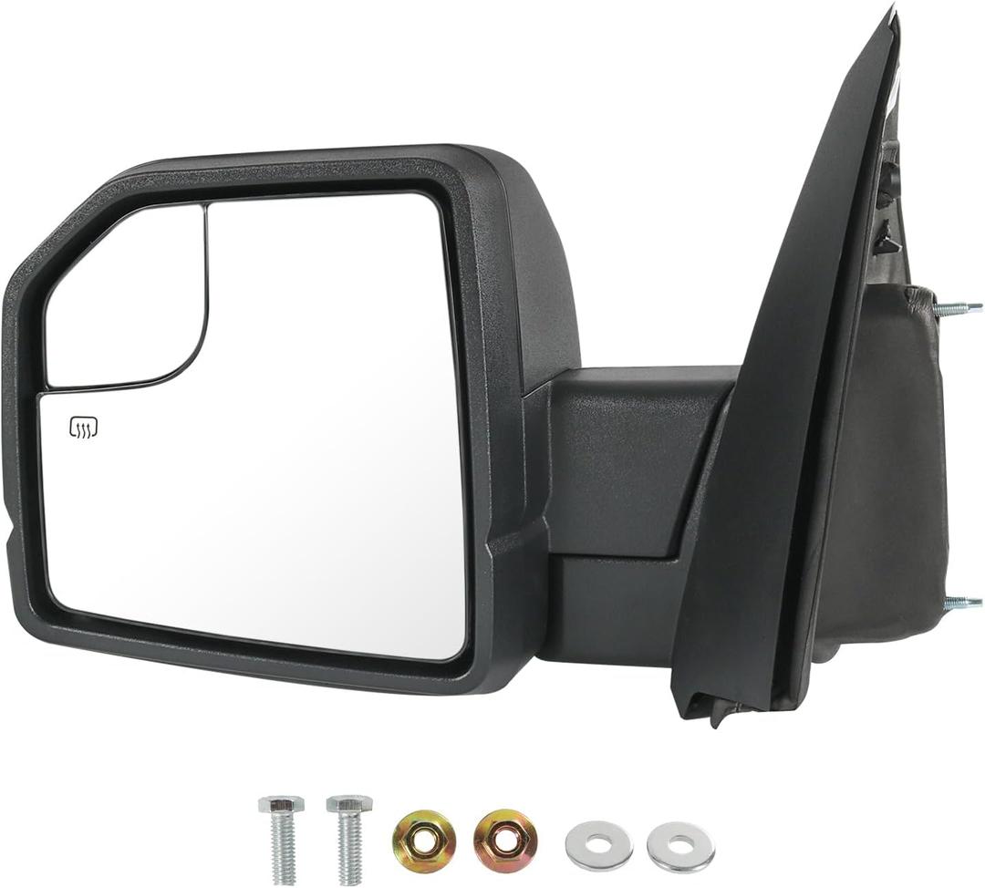 JDMSPEED Left Driver Side View Mirror Compatible with 2015-2020 Ford F150 with Heated Turn Signal Power Glass Puddle Lights Clearance Lamp (9 Pins)