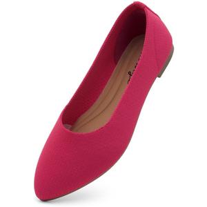 Herstyle Women's Flats  Dressy Pointed Toe Knit Ballet Flat Shoes with Memory Foam | Slip-On, Foldable & Comfortable for Work, Office, Party & Travel (2025 Trend) (11, Hotpinkkn)