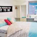 72x24Inch Motivational Gym Banner For The Person You Want To Be with Brass Grommets - Perfect for Garage Gym Decor, Fitness Flags & Inspirational Workout Wall Art