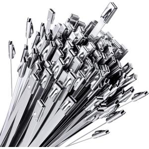 Sinlon 100pcs Heavy Duty Stainless Steel Fence Ties 11.8 inch Metal Zip Ties for Chain Link Fence, Chicken Coop, Dog Fence, Outdoor Fencing & Thermal Insulation (304 Stainless Steel Cable Ties)