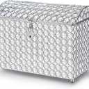 Nitial Crystal Wedding Card Box with Heart Lock 11in Wedding Money Box Treasure Chest Silver Bead Card Receiving Memory Storage for Reception Brithday Graduation Baby Shower Party (Elegant Style)