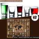 GlikCeil 44 Slots 28 x 23'' Medium World Map Shot Glass Display Case Rustic Wood Shot Glass Holder for Different Size Wineglass Bar Shelf Organizer Storage Cabinet Decor