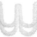 Dingion 59 Feet Mardi Gras Tinsel Garland Metallic Twist Garland Shiny Hanging Ornaments for Carnival Tree Party Supplies Indoor and Outdoor Decoration(Shinny,White)