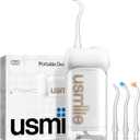 usmile C10 Portable Water Flosser for Travel, 95-Day Battery, IPX7, White | 180ml Tank, 4 Modes, 360° Nozzle, Cordless Oral Irrigator for Braces, Implants & Sensitive Teeth, Teeth Cleaner