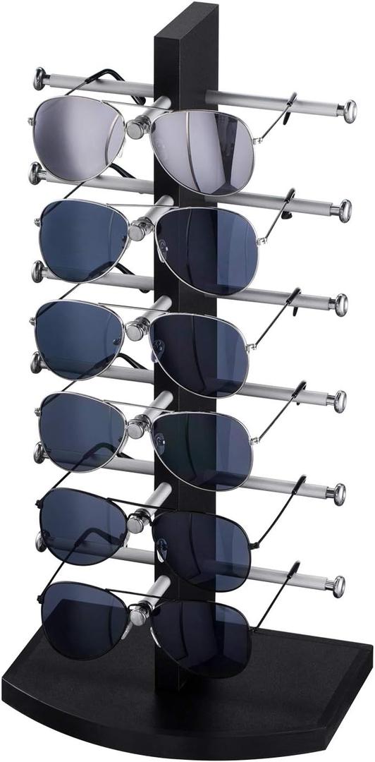Polmart Sunglass / Eyewears Display Stand, Black (Single-Tower, 6-Pair Capacity)
