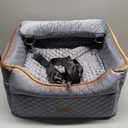 Dog Car Seat - Memory Foam Dog Booster Seat for Small Dogs Up to 25lbs-Elevated Pet Car Seat with Storage Pockets and Dog Seat Belt-Soft Pet Travel Bed for Front & Back Seats-Removable Washable-Grey