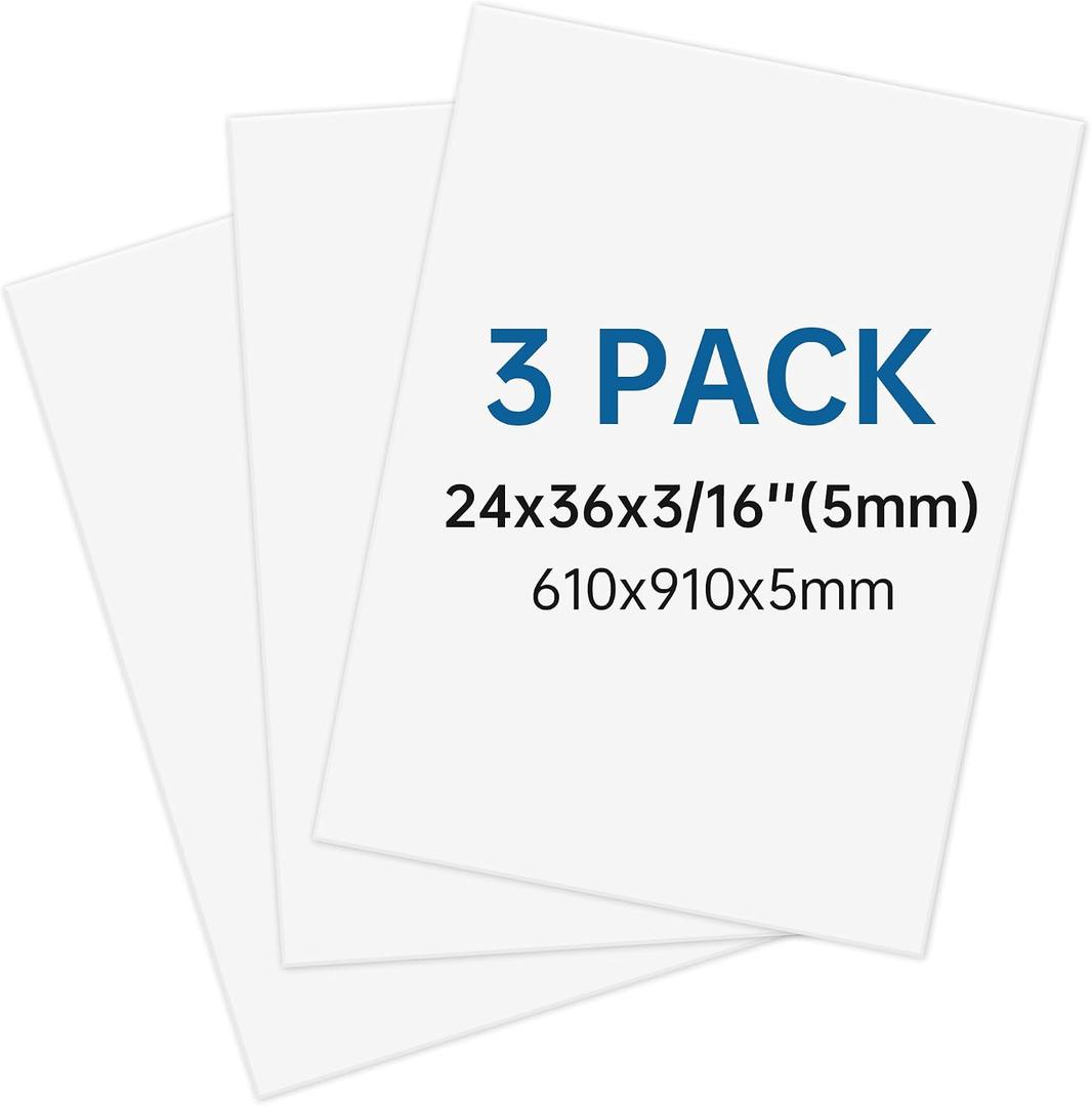 3 Pack White Foam Board 24"x36", 3/16" Foam Poster Board, Thick Foam Core Board for Projects, Large Foam Board for Painting, Displaying and Craft Projects (EXP 08/25/32)