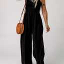 Dokotoo Women's Casual Loose Overalls Jumpsuits One Piece Sleeveless Wide Leg Long Pant Rompers With Pockets (Black), Small