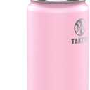 Takeya Actives Kids Water Bottle 18 oz Stainless Steel Double Wall Insulation BPA-Free Leakproof Straw Lid Easy Carry Handle Reusable Ideal for Boys and Girls, School, Sports - Summer Glow Pink