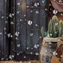 Western Cowboy Shower Curtain Farmhouse Barn Door Tropical Cactus Country Boots Lantern Guitar Retro Rustic Wooden Board Bathroom Decor Polyester Curtains with Hooks,70Wx70L