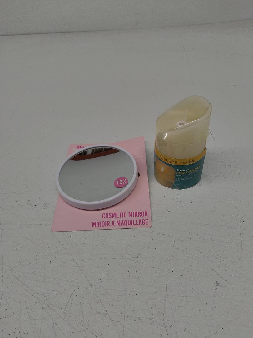 Pack of 2 Mirror and Led Candle