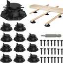 Deckit 12-Pack Adjustable Deck Support Pedestals, 1.18"2.36" (3060 mm), for 24 & 26 Joist Framing, Ground Support & Leveling for Patio, Shed Base & Floating Deck Includes Screws