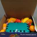 100 Pcs Play Food Set for Kids Kitchen, Pretend Food Toy for Toddlers Age 1-3, Plastics Cutting Fake Food/ Fruit/ Vegetable Accessories with 2 Baskets, Birthday Gifts for 2 3 4 5 Years Old Boys Girls (Blue)