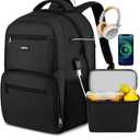 kadilong 17.3 Inch Laptop Backpack Insulated Cooler Backpack with Lunch Box, Lunch Bookbag for Men Teens Boys School Work Picnic College Travel, Computer Bag Meal Prep with USB Charging Port, Black