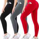 Blisset 3 Pack High Waisted Leggings for Women with Pockets Soft Active Tummy Control Pants for Yoga Running & Daily Wear (Large-X-Large, 03-pokets-black/Grey/Red)
