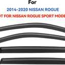 Window Visors Rain Guards for Nissan Rogue S SV SL 2014-2020, Out-Channel Window Vent Wind Deflectors Visors Shades for 14-20 Rogue (Excludes Rogue Sport Model)