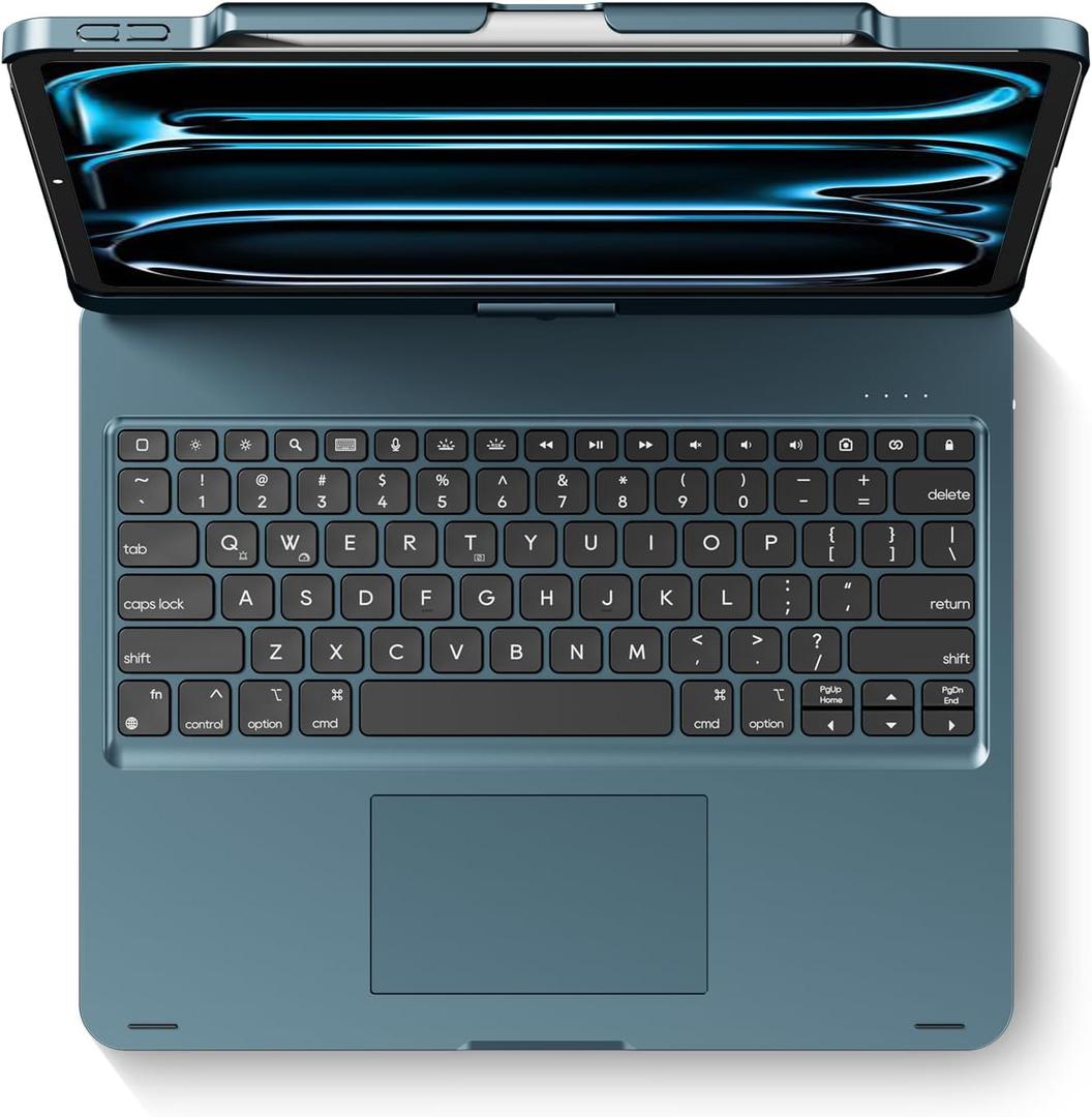 edaiser Swivel Keyboard Case for Apple 2026 iPad Air 13-inch M4 M3 M2, iPad Pro 13 inch (M4 M5), iPad Pro 12.9-inch 6th-3rd Gen; 360 Rotatable Cover with Pencil Holder, Trackpad, Backlit, Navy Blue
