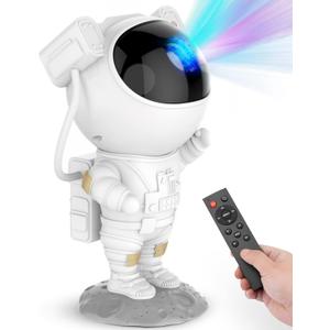 Star Projector Galaxy Night Light - Astronaut Space Projector, Starry Nebula Ceiling LED Lamp with Timer and Remote, Kids Room Decor Aesthetic, for Christmas & Birthdays (White)