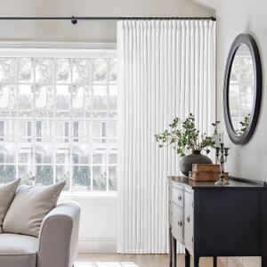 TWODRAPES Snow White Pinch Pleated Linen Curtains 92 Inches Long 2 Panels for Living Room Bedroom Memory Training Shaped Semi Sheer Pleat Drapes with Hooks Rings Light Filtering Window Curtain 40x92