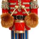 Joliyoou Christmas Nutcracker Figures, 14 Inch Wooden Nutcracker Ornaments, Large Xmas Funny Nutcracker Tabletop Festival Shelves Decorations(Bear Drummer)