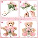 Pink 6 Set Baby Shower Bear Centerpieces for Tables Mason-Style Glass Jars with Artificial Peonies and Baby's Breath Rustic Table Decor for Gender Reveal Party Wedding