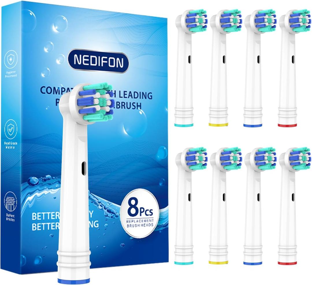 Replacement Toothbrush Heads for Oral B Braun(Individually Packaged),8 Pack Professional Electric Toothbrush Heads Compatible with Oral B 7000/Pro 1000/9600/ 5000/3000/8000 (8 Count)