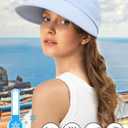 Sun Hats for Womens Wide Brim Visor UV Protection Dual Purpose Hat for Beach Summer Packable Cap (Blue, S)