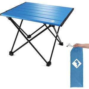 VILLEY Portable Camping Side Table, Ultralight Aluminum Folding Beach Table with Carry Bag for Outdoor Cooking, Picnic, Camp, Boat, Travel, Medium 19''