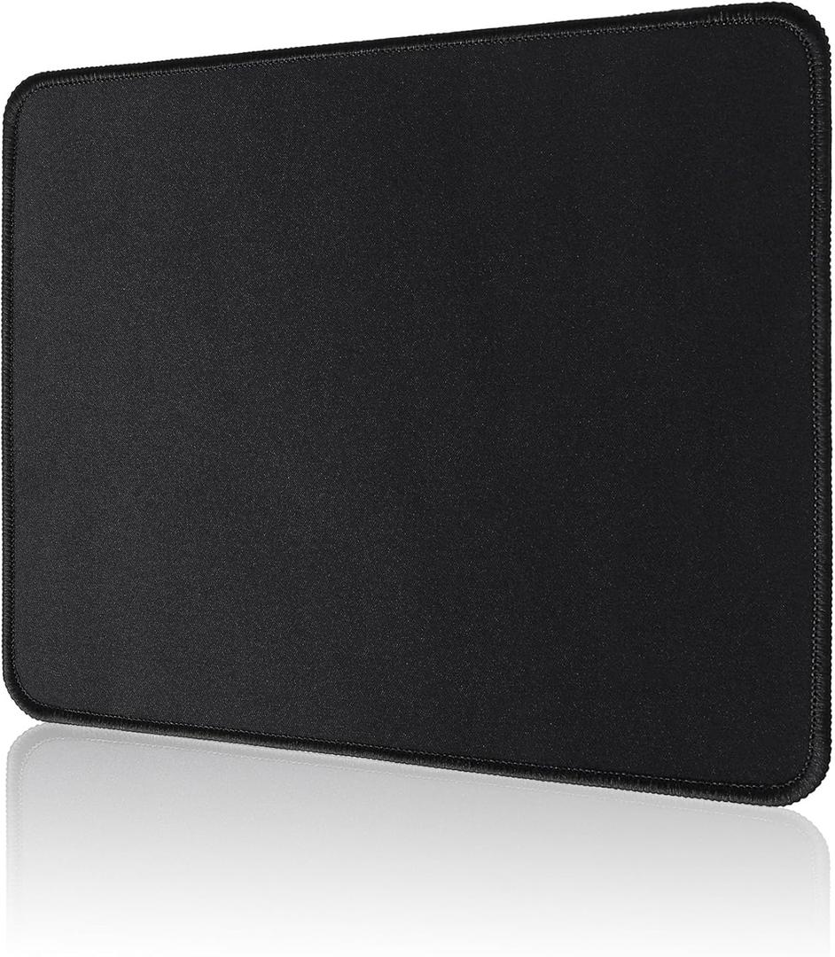 4 x ALOANES Mouse Pad with Stitched Edge, Non-Slip Rubber Base Mouse Mat for Laptop& Computer, Small Mouse Pad for Gamer, Office & Home, Black Square Mousepad 9.8''x 8.3''x 0.08''