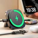 LISEN for MagSafe Charger Stand for iPhone and Apple Watch Charging Minimalist Travel Charger for MagSafe Accessories iPhone Magnetic Charger Stand Wireless for Apple 16 Pro Max iwatch Airpods (Black)