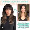 Cephermer Clip in Bangs, Synthetic French Bangs Hair Clip, Fake Bangs Fringe with Temples Hairpieces for Women Natural Curved Hair Extensions for Daily Wear Light Chestnut Brown