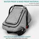 Waterproof Baby Car Seat CoverYVMVDV Patented Cold Weather Carseat Cover for Babies,Infant Car Seat Cover Canopy for Boy Girls,Windproof Car Seat Canopy for Boys & Girls, Keeps Babies Warm