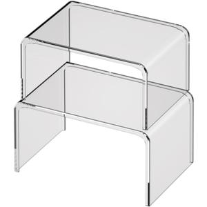YWJLQH 2X Display Shelf Office Desk Shelf Organizer Stackable Transparent Minimalist Living Room Shelf Simple Coffee Table Stand