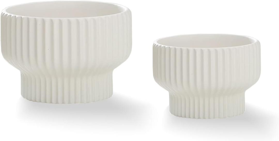 Puoyik 1 Piece Set of Flower Pots , Ceramic Flower Pots with Drainage Holes, Indoor and Outdoor Plant Flower Planter  White)