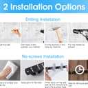 Huryfox Heavy-Duty Stainless Steel Broom Holder, Black, Wall Mount, 1-4 cm Diameter Compatible, Adjustable, 3 Racks, 2 Hooks, Space-Saving